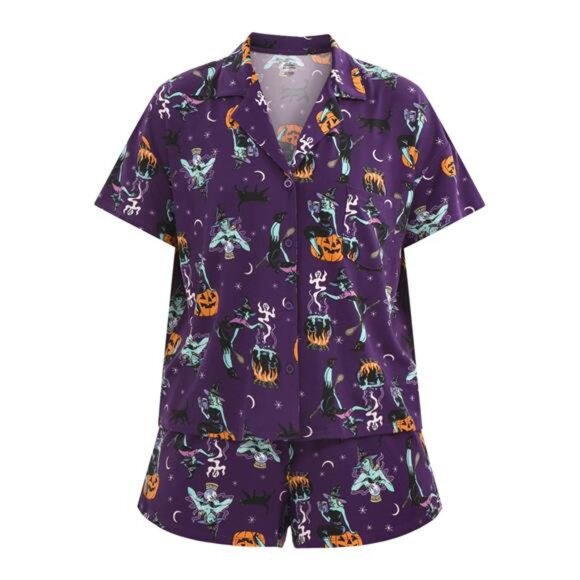 Halloween Women’s Printed Notched Top and Shorts Pajama Set from Way to - Picture 5 of 5